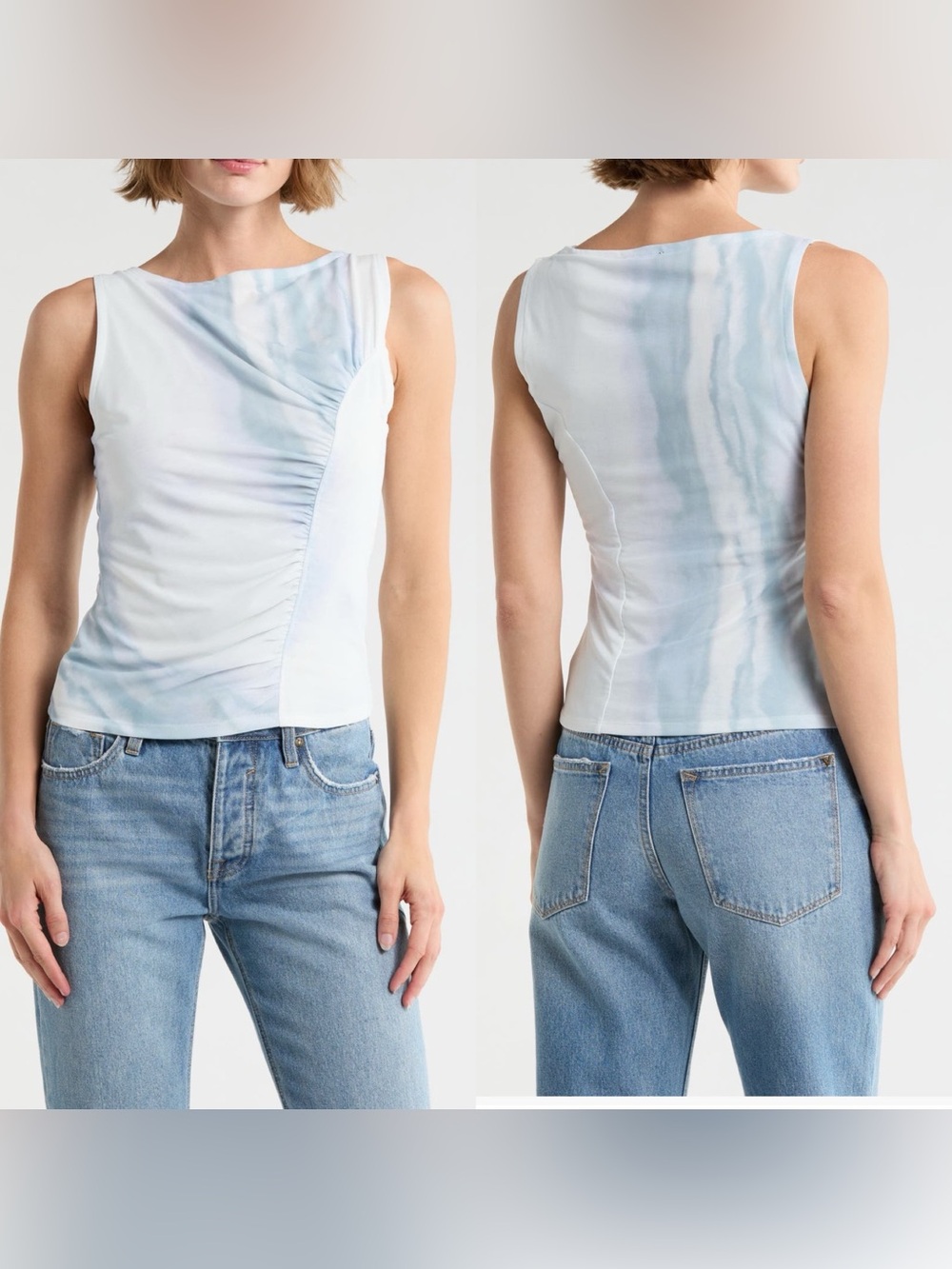 New Rag & Bone Marbling Mesh Ruched Muscle Tank Top Size XS